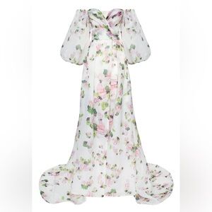 Milla Apple Blossom Elegant floral puff sleeve maxi dress